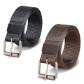 Nylon Pin-Buckle Belts, Pack of 2 – Black, Brown or One of Each - 1 Black + 1 Brown