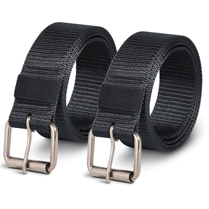 Nylon Pin-Buckle Belts, Pack of 2 – Black, Brown or One of Each - 2 x Black