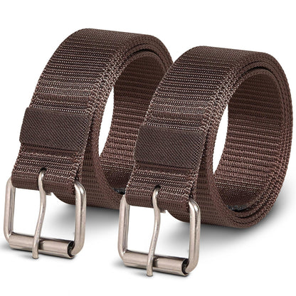 Nylon Pin-Buckle Belts, Pack of 2 – Black, Brown or One of Each - 2 x Brown