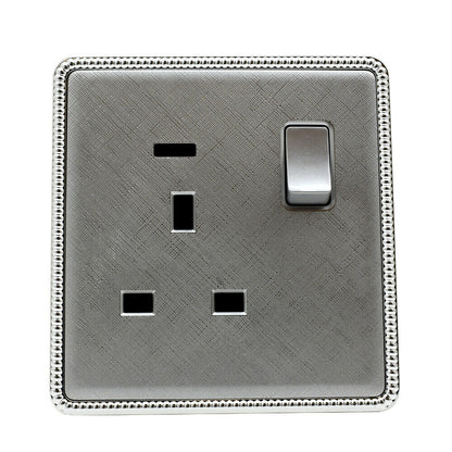 Brushed Chrome Screwless Light Switches & Socket - 1 Gang Socket