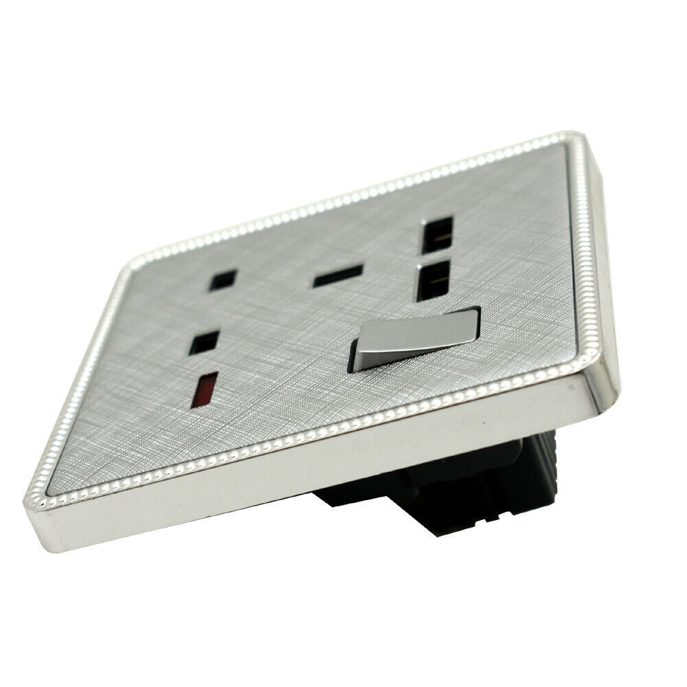 Brushed Chrome Screwless Light Switches & Socket - photo 2