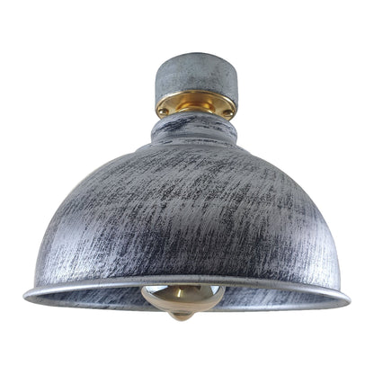 Industrial Conduit Box Ceiling Light – Brass B22, Dome or Cage Shade - Standard, Curvy 21 cm Brushed Silver, ST64 LED Bulb 4W