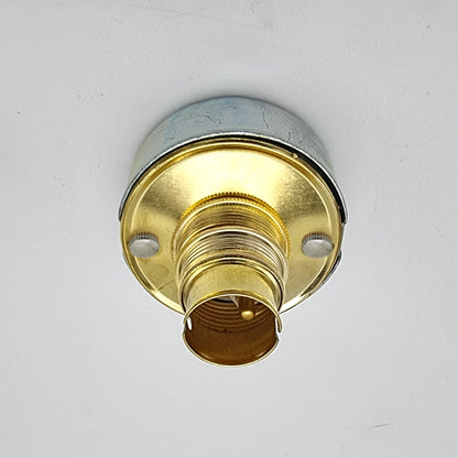 Industrial Conduit Box Ceiling Light – Brass B22, Dome or Cage Shade - Standard, No Shade, Brass B22 Holder, Without Bulb