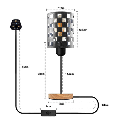 Bulb Guard Cage Table Lamp with Wooden Base E27 - photo 2