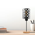 Bulb Guard Cage Table Lamp with Wooden Base E27