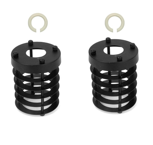 Ringed Cage Lamp Shade – Rustic Red or Black, Easy Fit - Black, with Reducer Ring, Pack of 2