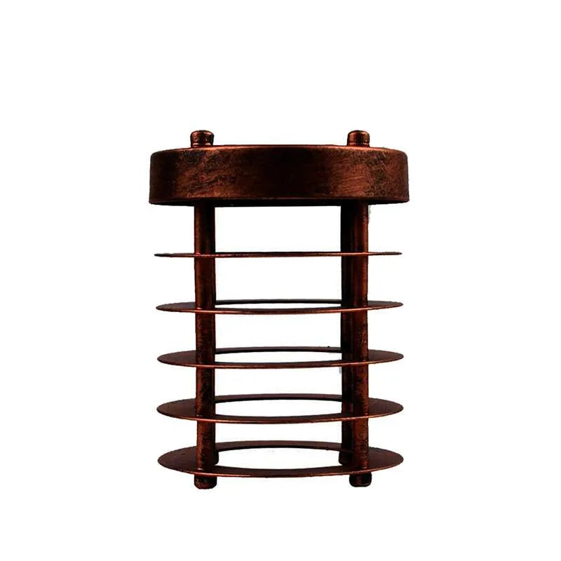Ringed Cage Lamp Shade – Rustic Red or Black, Easy Fit - Rustic Red, Shade Only, Single