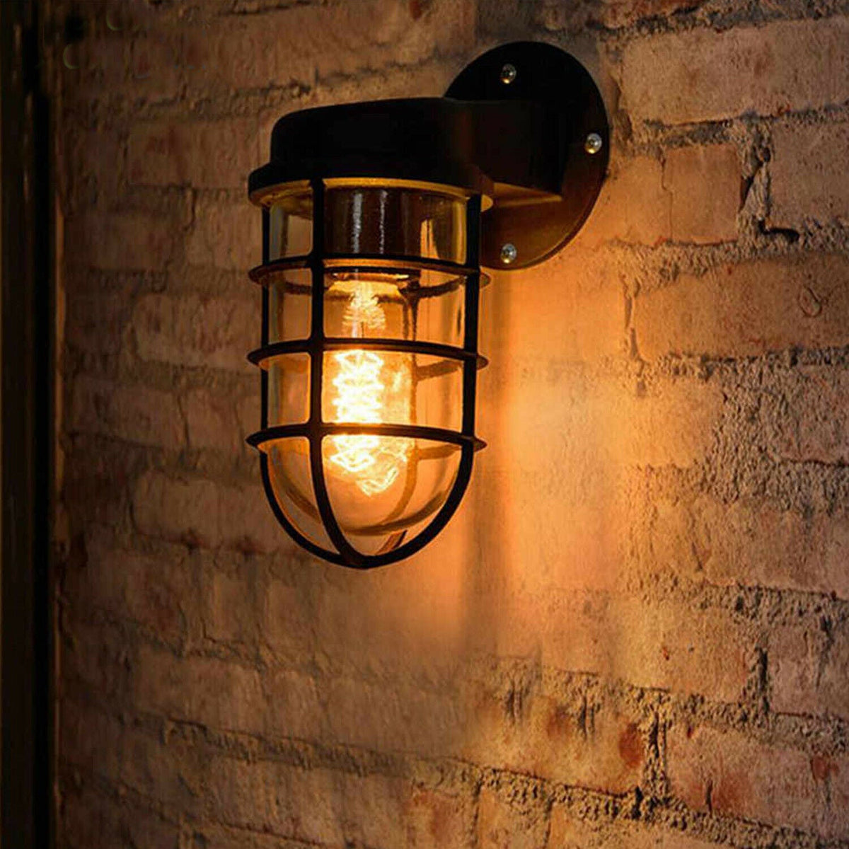 Nautical Bulkhead Cage Wall Light – Black, Copper, Silver or Grey, E27 - photo 3