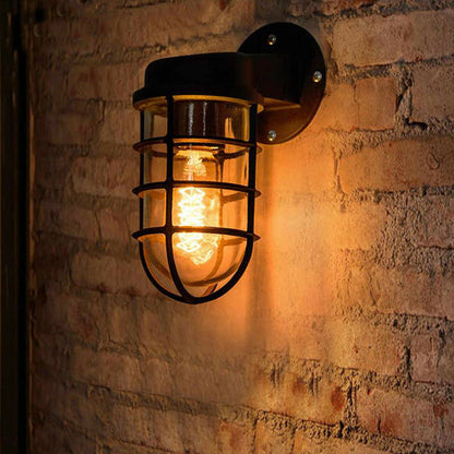 Nautical Bulkhead Cage Wall Light – Black, Copper, Silver or Grey, E27 - photo 3