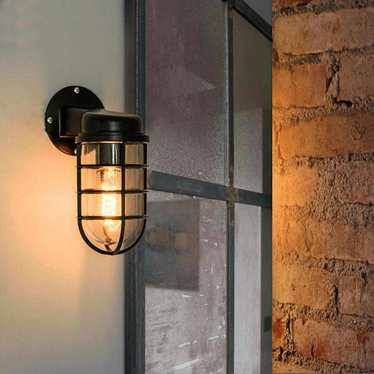 Nautical Bulkhead Cage Wall Light – Black, Copper, Silver or Grey, E27 - photo 4