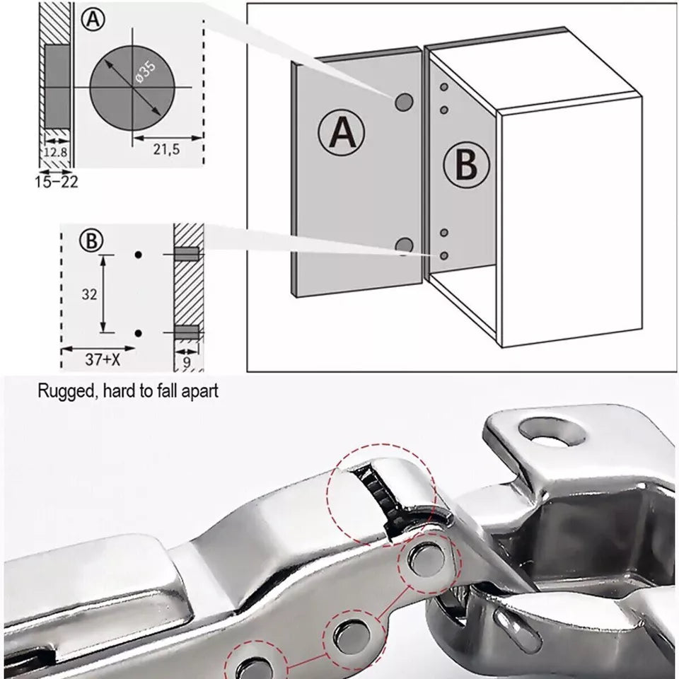Soft Close Concealed Cabinet Hinge – 35 mm Cup, Full Overlay, 1, 5 or 10 - photo 5