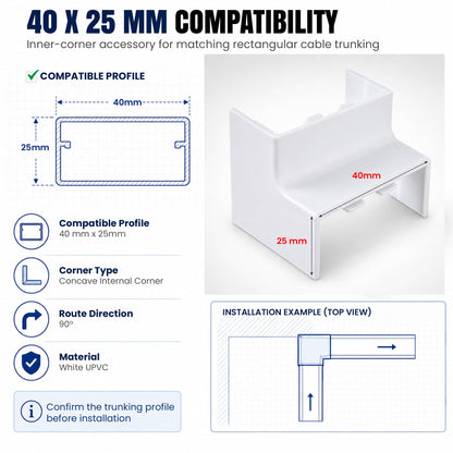 Cable Trunking Internal Corner – Pack of 5 - photo 8