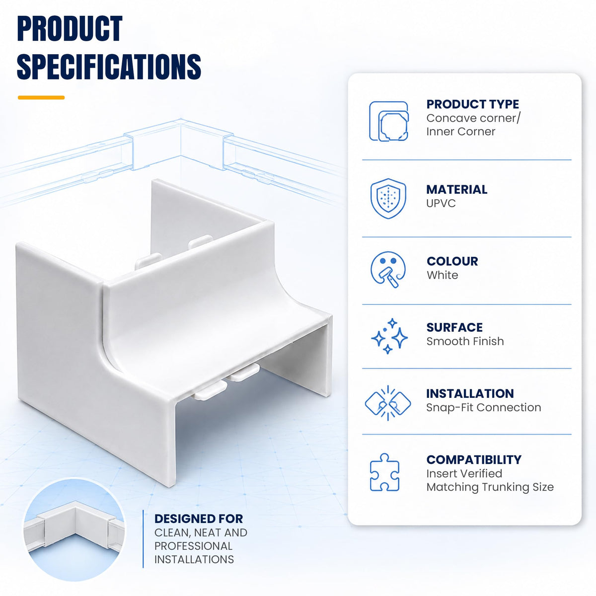 Cable Trunking Internal Corner – Pack of 5 - photo 4