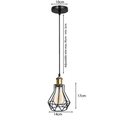 5-Light Cage Pendant on Ceiling Bar – Black & Brass, E27 - photo 2