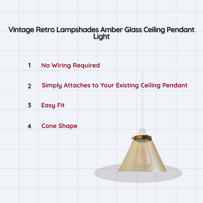 Amber Glass Cone Lamp Shade 18.5 cm – with Shade Ring - photo 2
