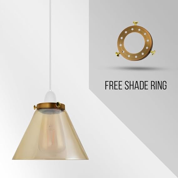 Amber Glass Cone Lamp Shade 18.5 cm – with Shade Ring - photo 4