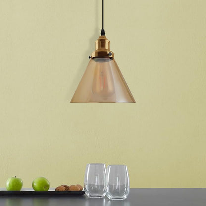 Amber Glass Cone Lamp Shade 18.5 cm – with Shade Ring - photo 5