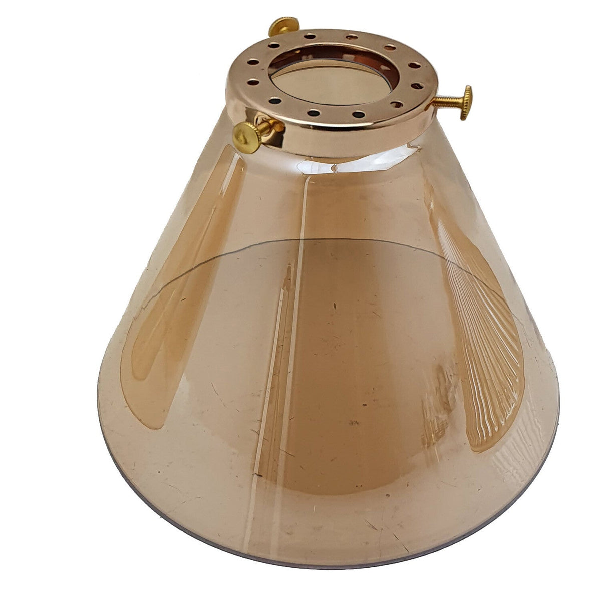 Amber Glass Cone Lamp Shade 18.5 cm – with Shade Ring - 18.5 cm with French Gold Shade Ring, Amber, Single