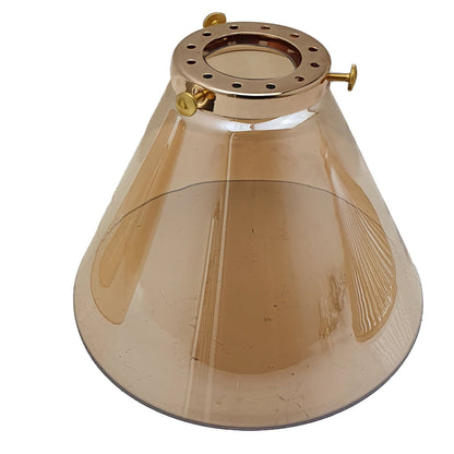 Amber Glass Cone Lamp Shade 18.5 cm – with Shade Ring - 18.5 cm with French Gold Shade Ring, Amber, Single