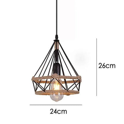 Rope & Wire Diamond Cage Lamp Shade – Black, 24 x 26 cm - photo 2