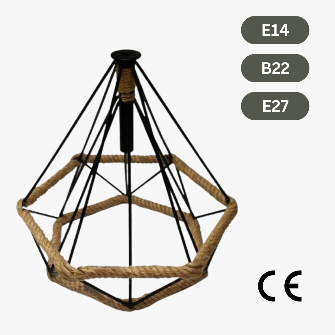 Rope & Wire Diamond Cage Lamp Shade – Black, 24 x 26 cm - photo 3