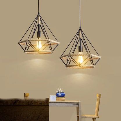 Rope & Wire Diamond Cage Lamp Shade – Black, 24 x 26 cm - photo 5