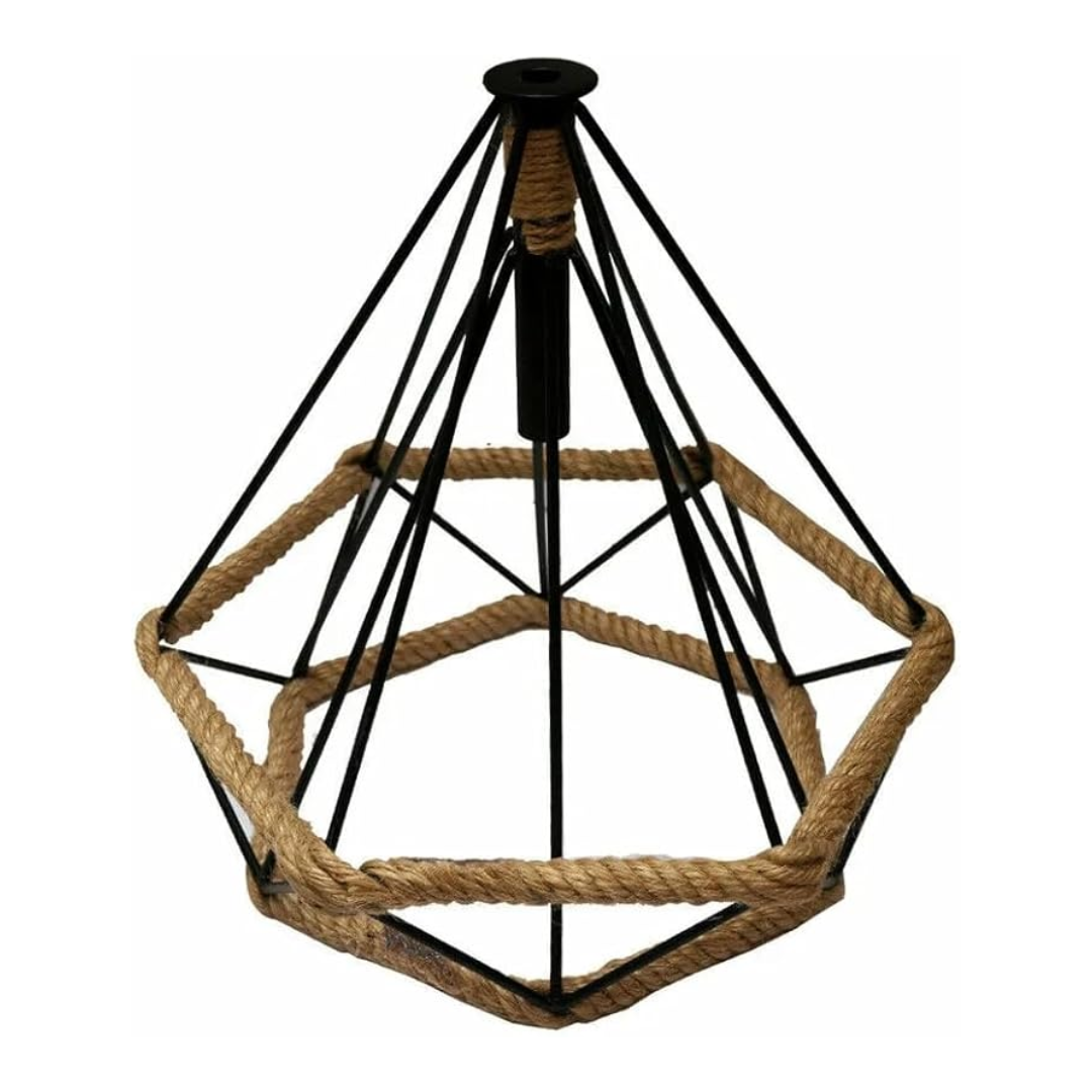 Rope & Wire Diamond Cage Lamp Shade – Black, 24 x 26 cm - photo 8