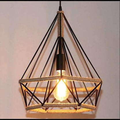Rope & Wire Diamond Cage Lamp Shade – Black, 24 x 26 cm