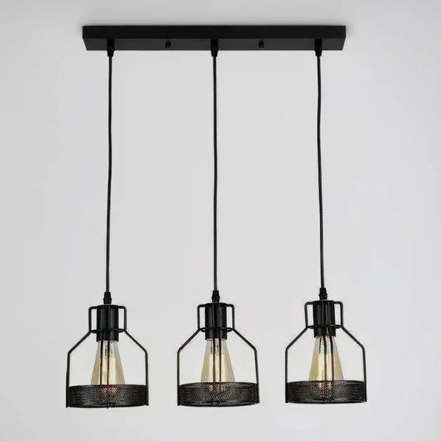 Cage Lamp Shade – Black – Model WCFSBC - with ST64 Bulb, Black, Single