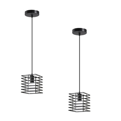 Cage Lamp Shade – Black – Model WCFSBC - with ST64 Bulb (WCFS1SE), Black, Pack of 2