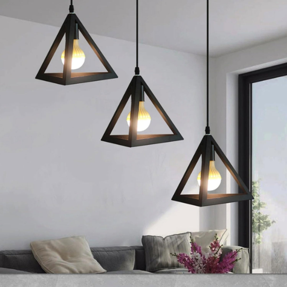 Triangle Cage Lamp Shade – Black, 25 cm - photo 9