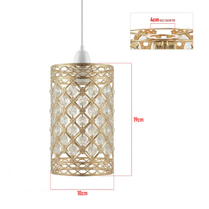 Gold Crystal Cage Lamp Shade – 10, 12 or 14 cm, Easy Fit - photo 2