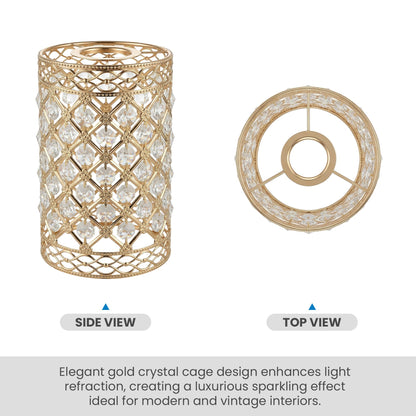 Gold Crystal Cage Lamp Shade – 10, 12 or 14 cm, Easy Fit - photo 4