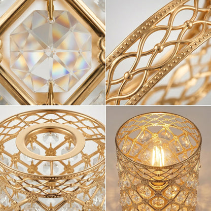 Gold Crystal Cage Lamp Shade – 10, 12 or 14 cm, Easy Fit - photo 6