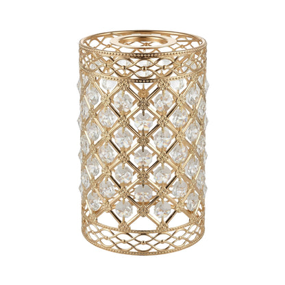 Gold Crystal Cage Lamp Shade – 10, 12 or 14 cm, Easy Fit - French Gold, 10 cm with Reducer Ring, Single