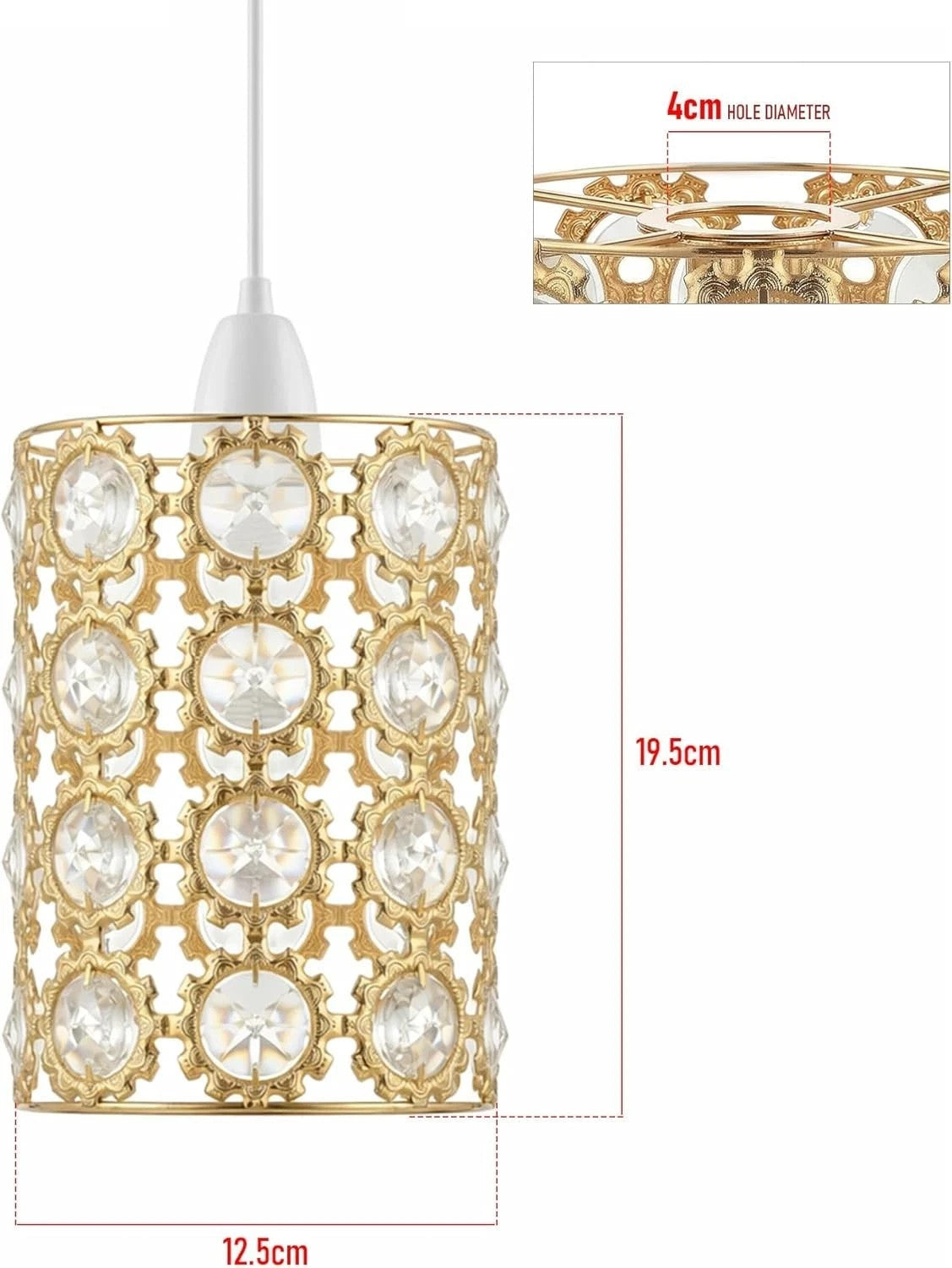 Cage Lamp Shade – Easy Fit with Reducer Ring 12 cm – French Gold - photo 11