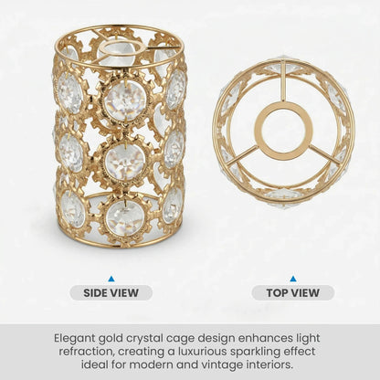 Cage Lamp Shade – Easy Fit with Reducer Ring 12 cm – French Gold - photo 6