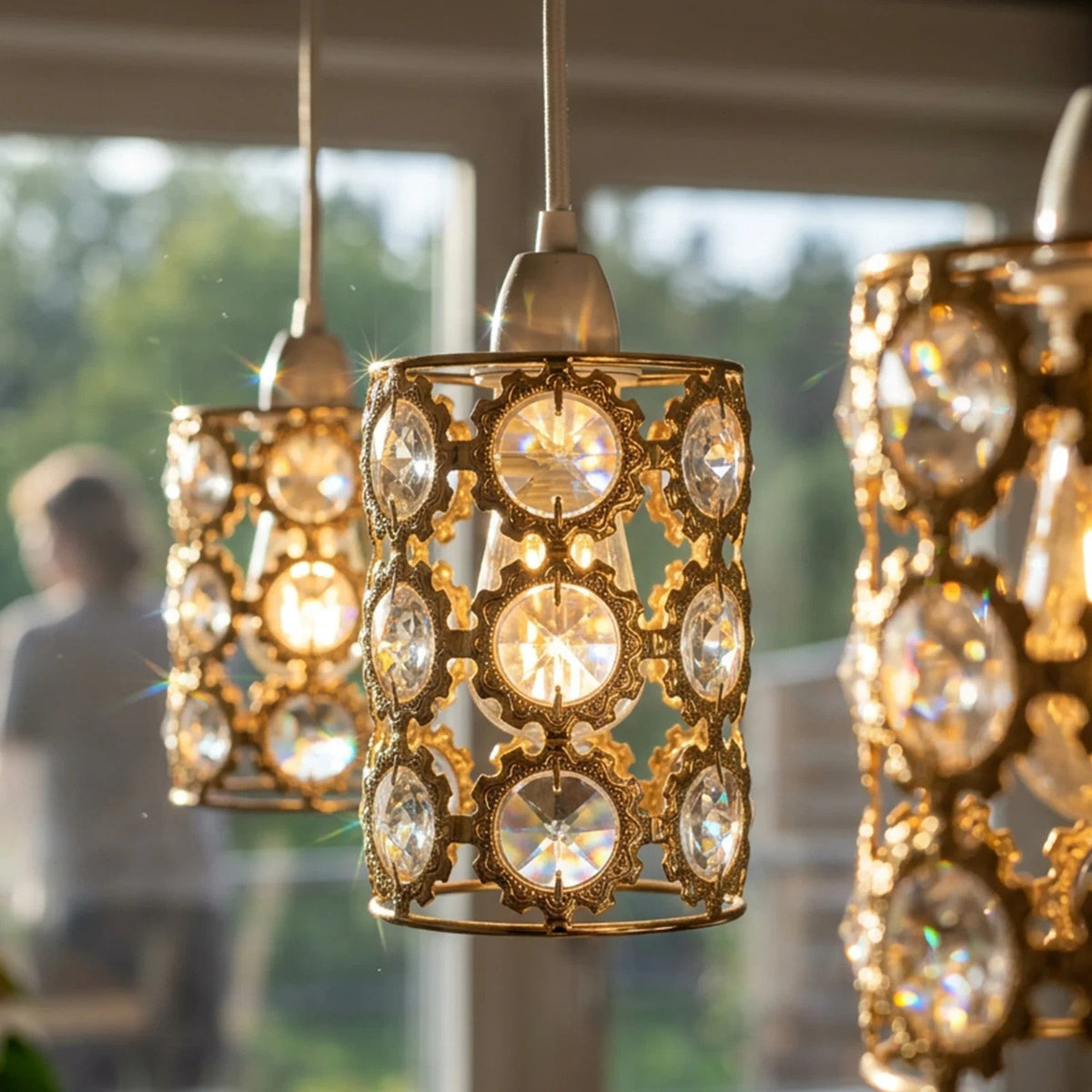 Cage Lamp Shade – Easy Fit with Reducer Ring 12 cm – French Gold - photo 7