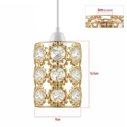 Cage Lamp Shade – Easy Fit with Reducer Ring 12 cm – French Gold - Single, with Reducer Ring, French Gold