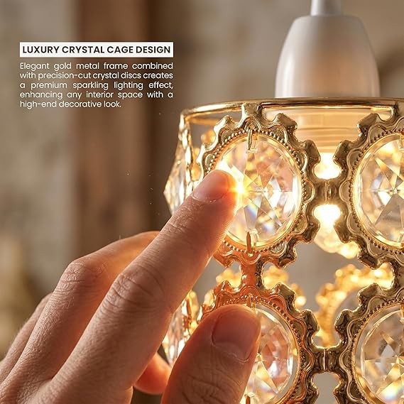 Cage Lamp Shade – Easy Fit with Reducer Ring 12 cm – French Gold - photo 2