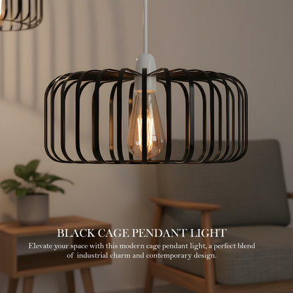Bar Cage Drum Lamp Shade 18 cm – Black or Rose Gold, Easy Fit - photo 4