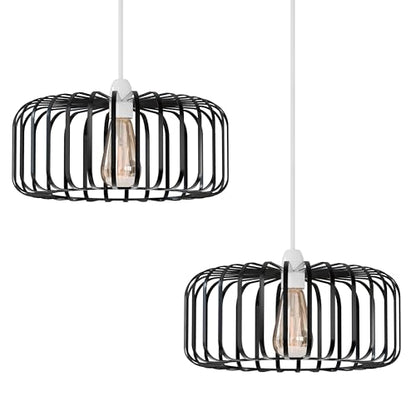 Bar Cage Drum Lamp Shade 18 cm – Black or Rose Gold, Easy Fit