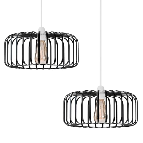 Bar Cage Drum Lamp Shade 18 cm – Black or Rose Gold, Easy Fit