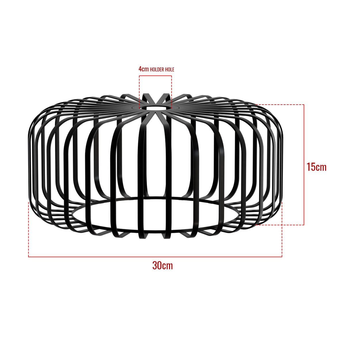 Bar Cage Drum Lamp Shade 18 cm – Black or Rose Gold, Easy Fit - photo 7