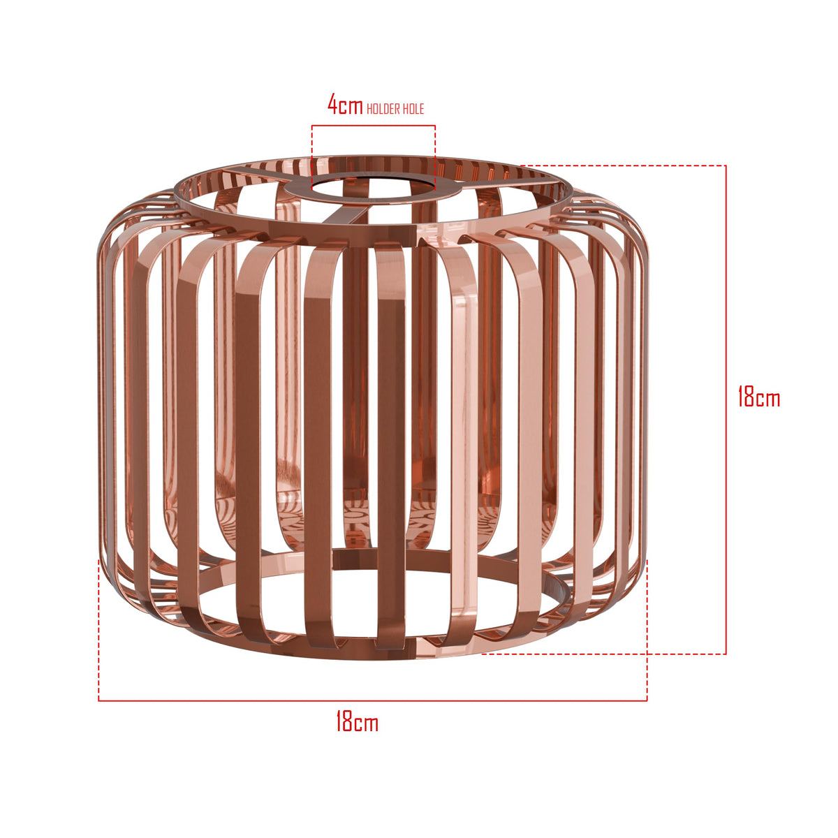 Bar Cage Drum Lamp Shade 18 cm – Black or Rose Gold, Easy Fit - photo 9