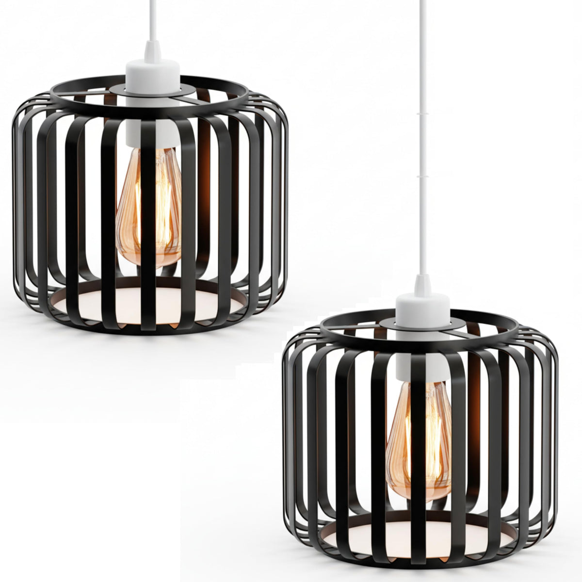 Bar Cage Drum Lamp Shade 18 cm – Black or Rose Gold, Easy Fit - photo 19