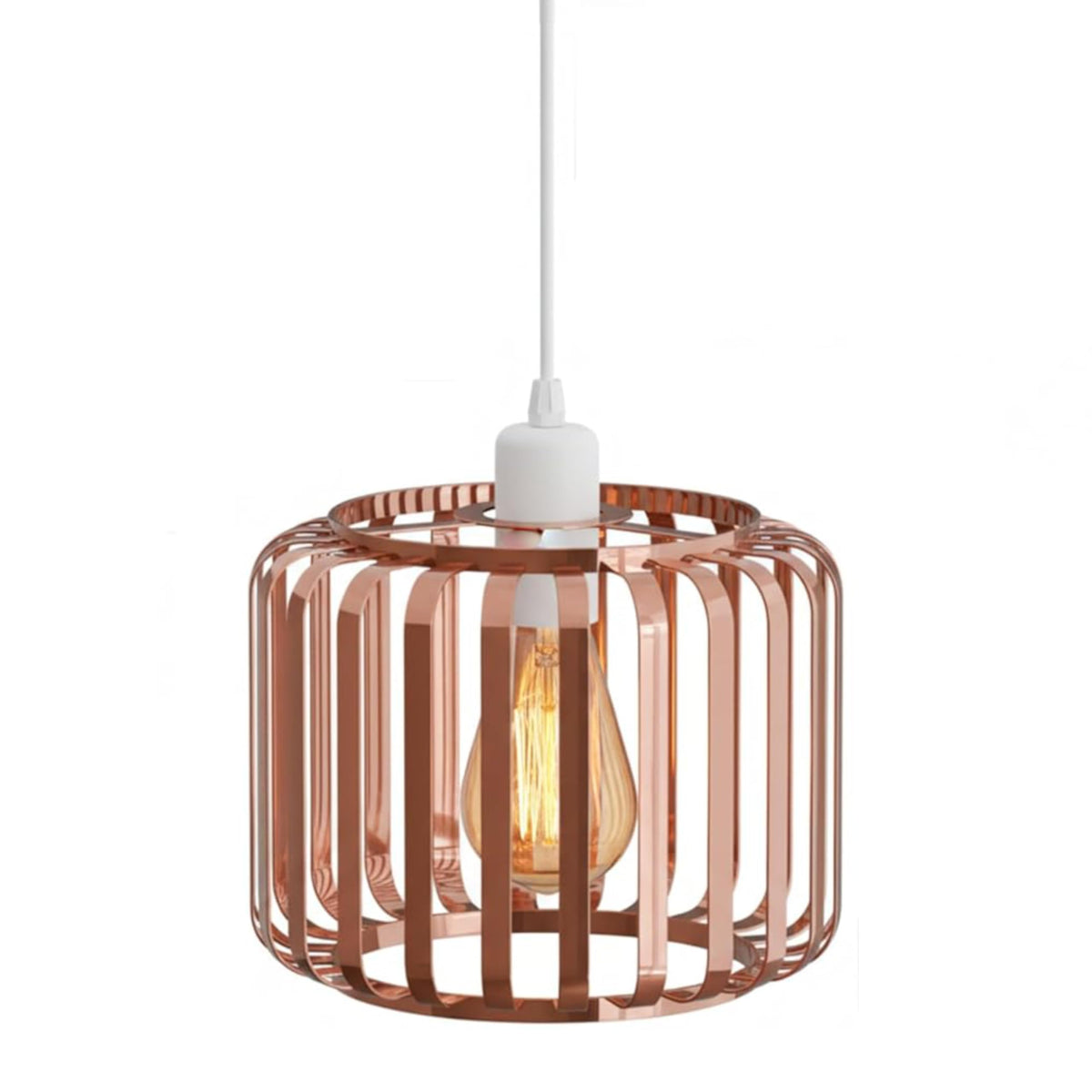 Bar Cage Drum Lamp Shade 18 cm – Black or Rose Gold, Easy Fit - photo 18