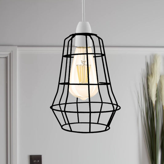 Bell Wire Cage Lamp Shade – Easy Fit, Black or Brushed Brass