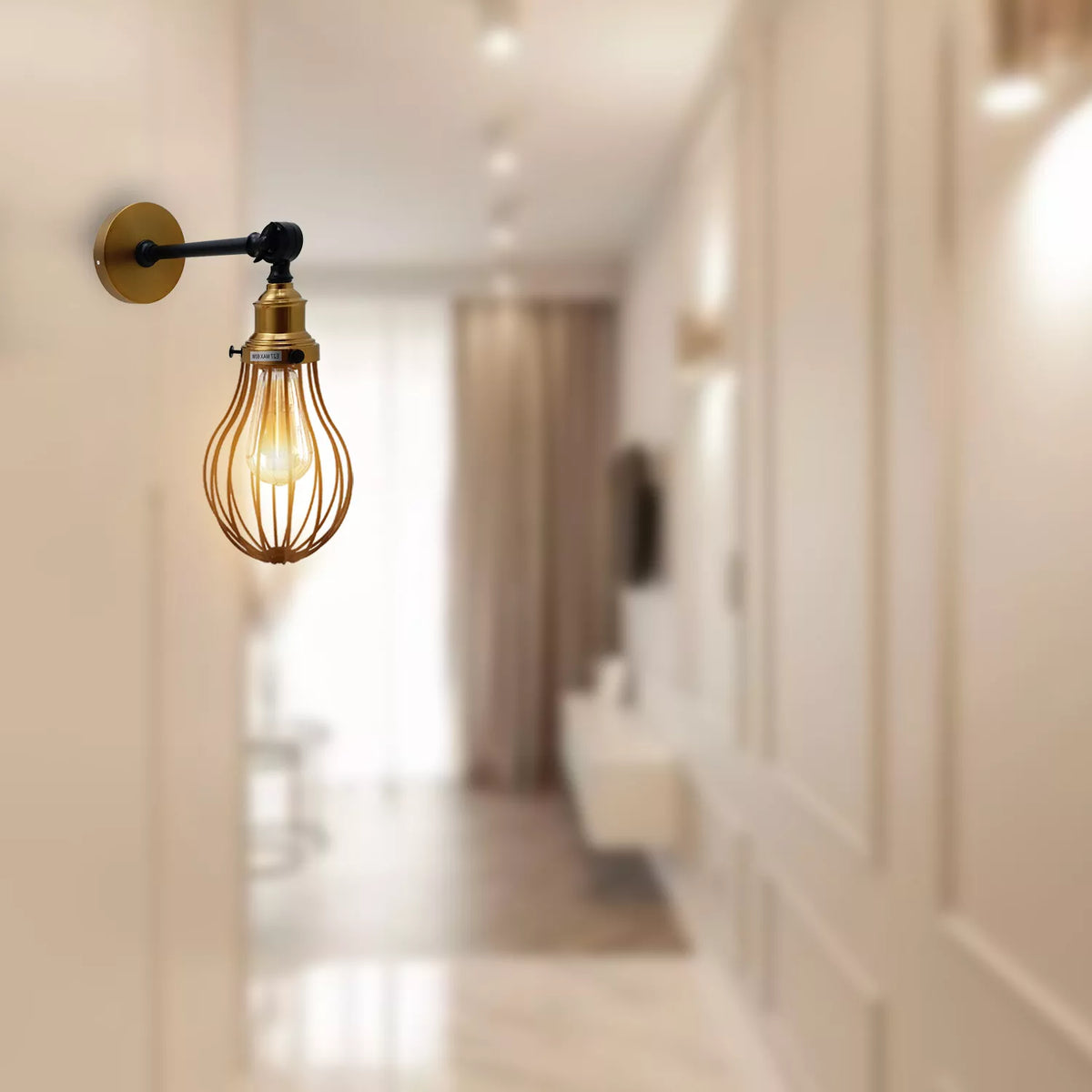 Pear Wire Cage Lamp Shade – Black or Brushed Copper, Easy Fit - photo 2