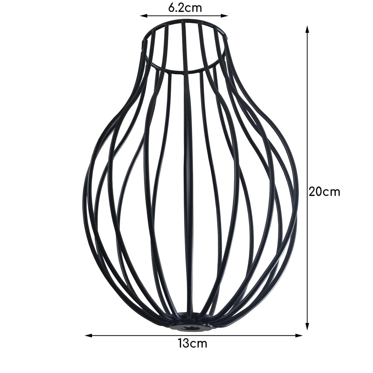 Pear Wire Cage Lamp Shade – Black or Brushed Copper, Easy Fit - with Reducer Ring, Black, Single